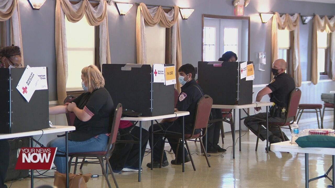 Hancock County law enforcement collect blood donations with Battle of the Badges